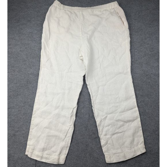 J Jill Linen Pants Womens 2X White Coastal Minimalist Timeless Beach Lagenlook - Picture 7 of 7